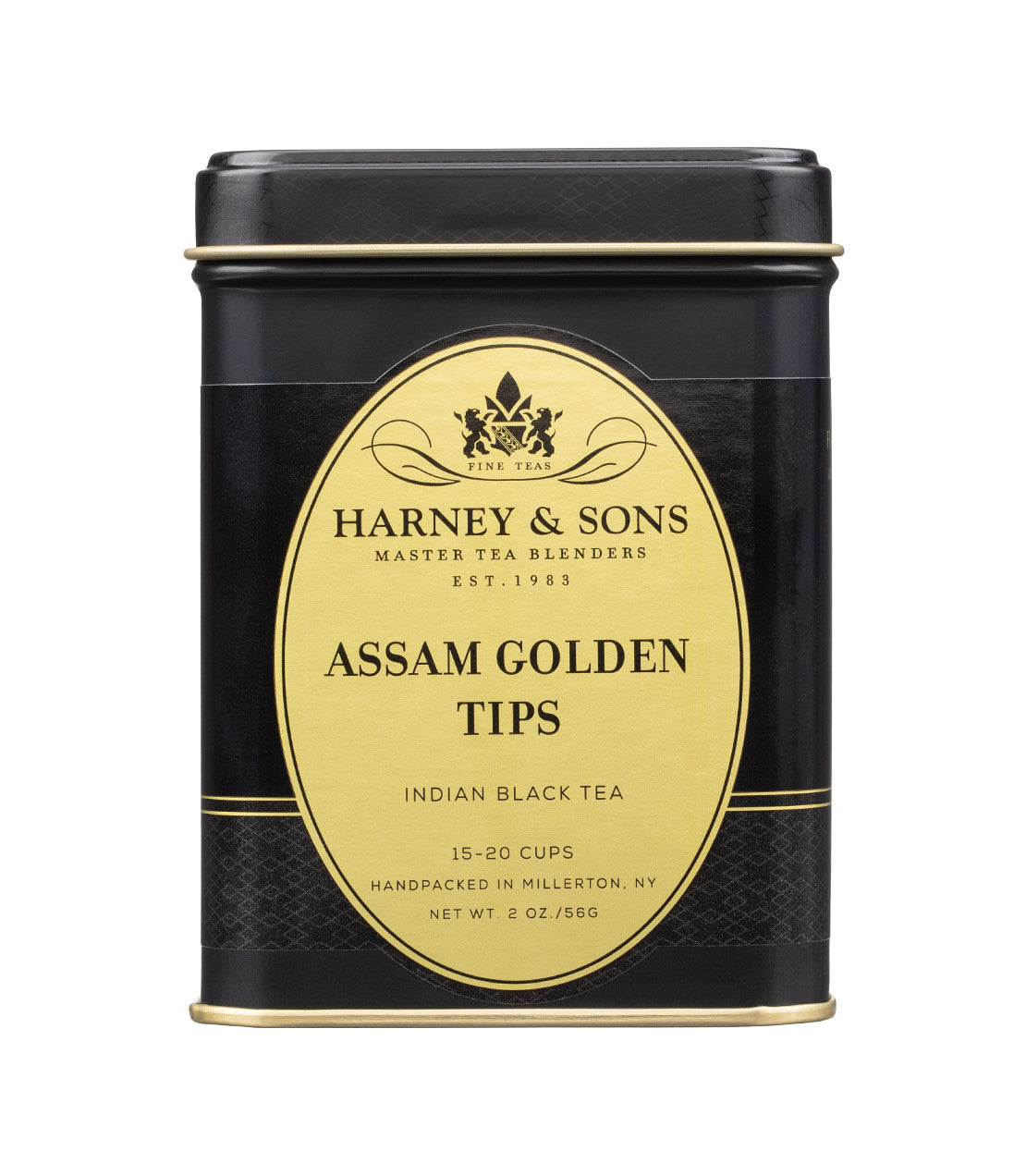 Harneys - Assam Golden Tips - Indian Black Tea- Loose 2 oz. Black and Gold Tin - 
